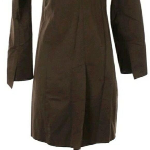 Tahari Equestrian Large Button Down Rib Textured Trench Coat Pockets Brown Sz XS - Picture 7 of 11